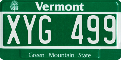 VT license plate XYG499