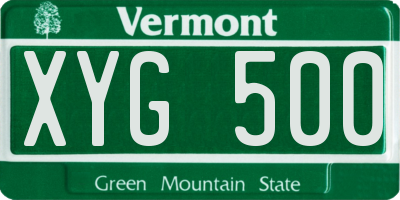 VT license plate XYG500