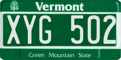 VT license plate XYG502