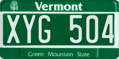 VT license plate XYG504