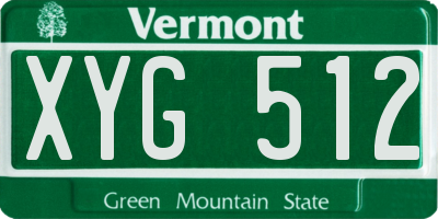 VT license plate XYG512