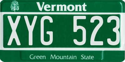 VT license plate XYG523