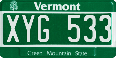 VT license plate XYG533