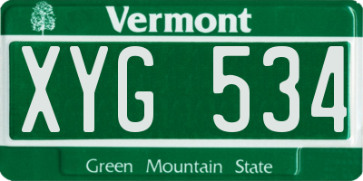 VT license plate XYG534