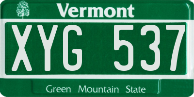 VT license plate XYG537
