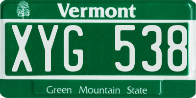 VT license plate XYG538