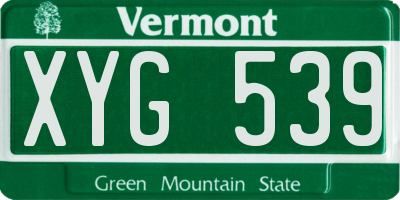 VT license plate XYG539