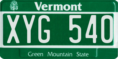 VT license plate XYG540
