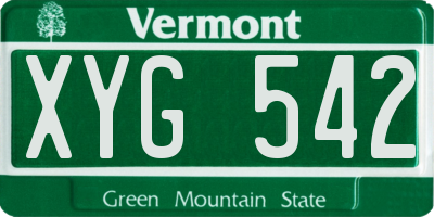 VT license plate XYG542