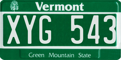 VT license plate XYG543