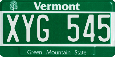 VT license plate XYG545