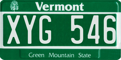 VT license plate XYG546