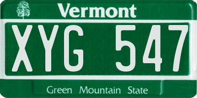 VT license plate XYG547