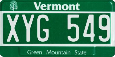 VT license plate XYG549