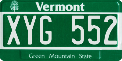 VT license plate XYG552