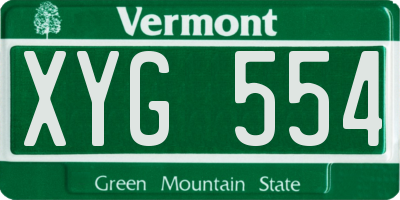 VT license plate XYG554