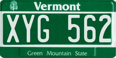 VT license plate XYG562