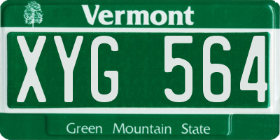 VT license plate XYG564