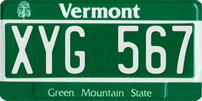 VT license plate XYG567