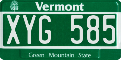 VT license plate XYG585