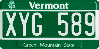VT license plate XYG589