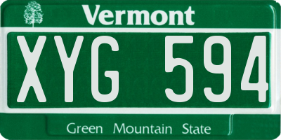 VT license plate XYG594