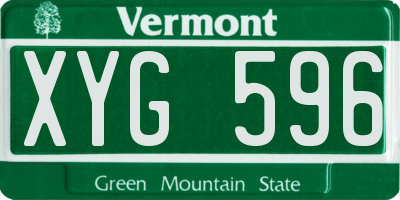 VT license plate XYG596