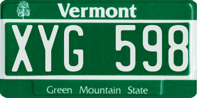 VT license plate XYG598