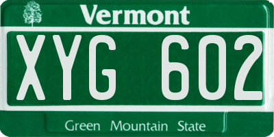 VT license plate XYG602