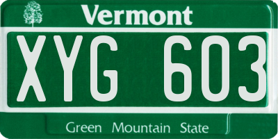 VT license plate XYG603