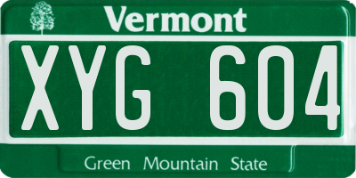VT license plate XYG604