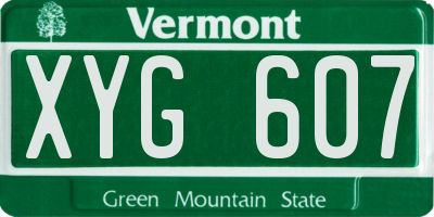 VT license plate XYG607
