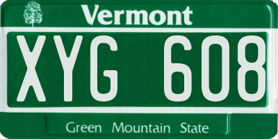 VT license plate XYG608