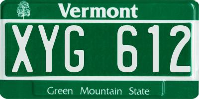 VT license plate XYG612