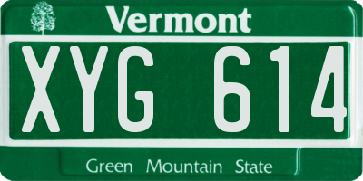 VT license plate XYG614