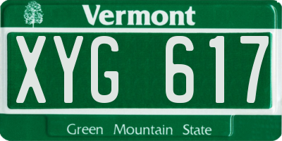 VT license plate XYG617