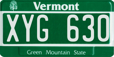 VT license plate XYG630