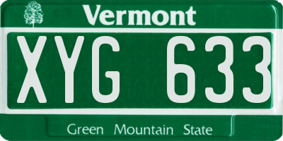 VT license plate XYG633