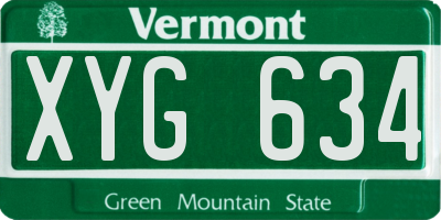 VT license plate XYG634