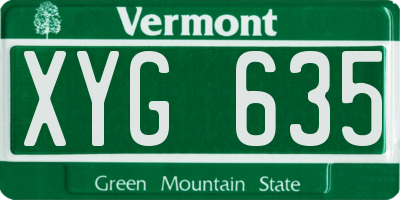 VT license plate XYG635