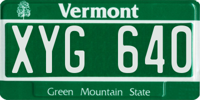 VT license plate XYG640