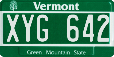 VT license plate XYG642