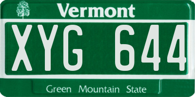 VT license plate XYG644