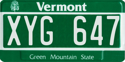 VT license plate XYG647