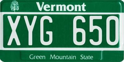 VT license plate XYG650