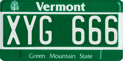 VT license plate XYG666