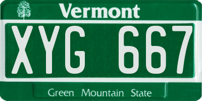 VT license plate XYG667