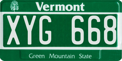 VT license plate XYG668