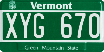 VT license plate XYG670