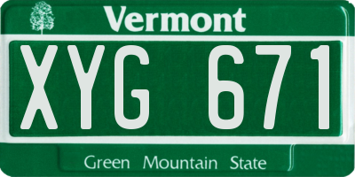 VT license plate XYG671